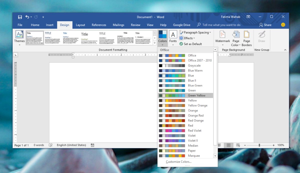 how to change outlook for mac color scheme